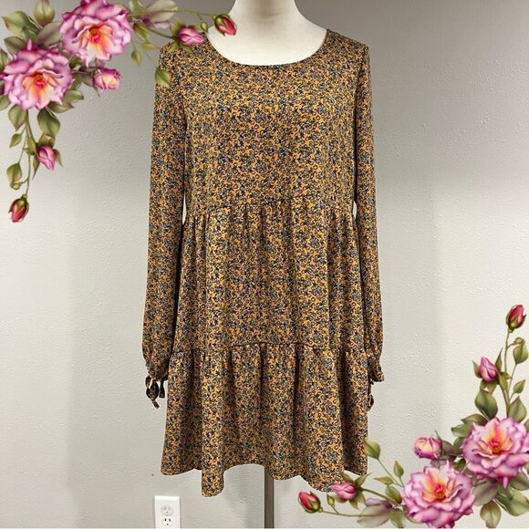 Wild Fable Floral Long Sleeve knee length Dress size M med medium - Picture 1 of 11